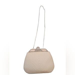 Judith Leiber White Cloth Shoulder Intricate design bag